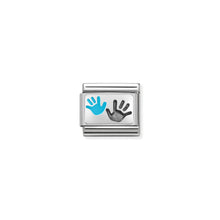 Load image into Gallery viewer, COMPOSABLE CLASSIC LINK 330208/43 HANDS PARENT-CHILD BLUE IN 925 SILVER
