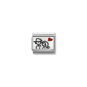 COMPOSABLE CLASSIC LINK 330208/10 COUPLE WITH HEART IN ENAMEL & 925 SILVER