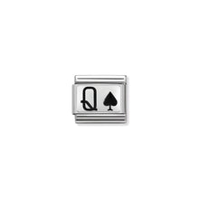 Load image into Gallery viewer, COMPOSABLE CLASSIC LINK 330208/31 QUEEN OF SPADES IN ENAMEL &amp; 925 SILVER
