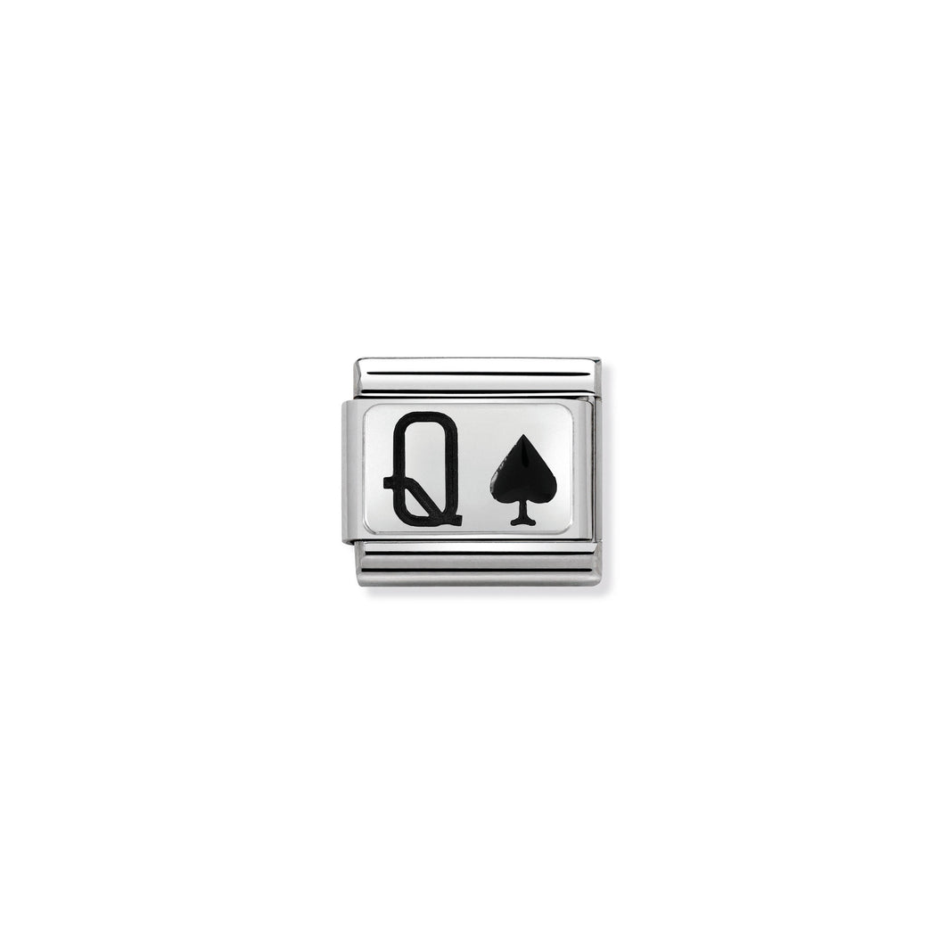 COMPOSABLE CLASSIC LINK 330208/31 QUEEN OF SPADES IN ENAMEL & 925 SILVER