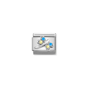 COMPOSABLE CLASSIC LINK 330304/39 LIGHT BLUE & YELLOW DRAGONFLY CZ IN SILVER
