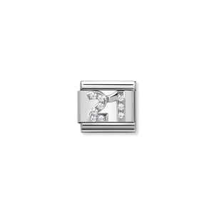 COMPOSABLE CLASSIC LINK 330304/19 NUMBER 21 WITH CZ IN 925 SILVER