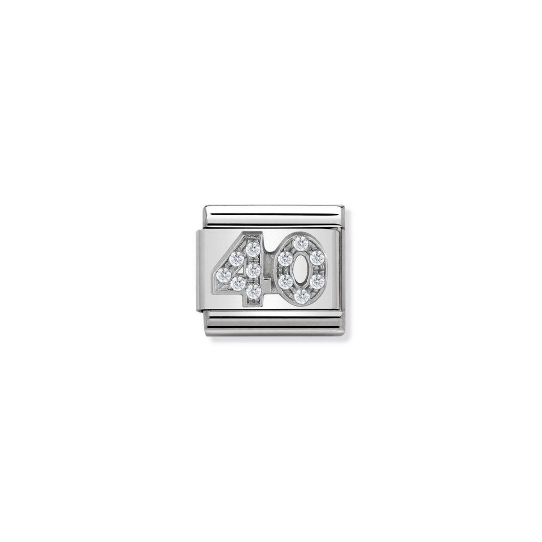 COMPOSABLE CLASSIC LINK 330304/22 NUMBER 40 WITH CZ IN 925 SILVER