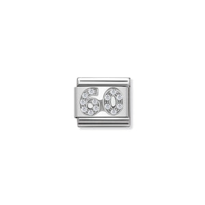 COMPOSABLE CLASSIC LINK 330304/24 NUMBER 60 WITH CZ IN 925 SILVER
