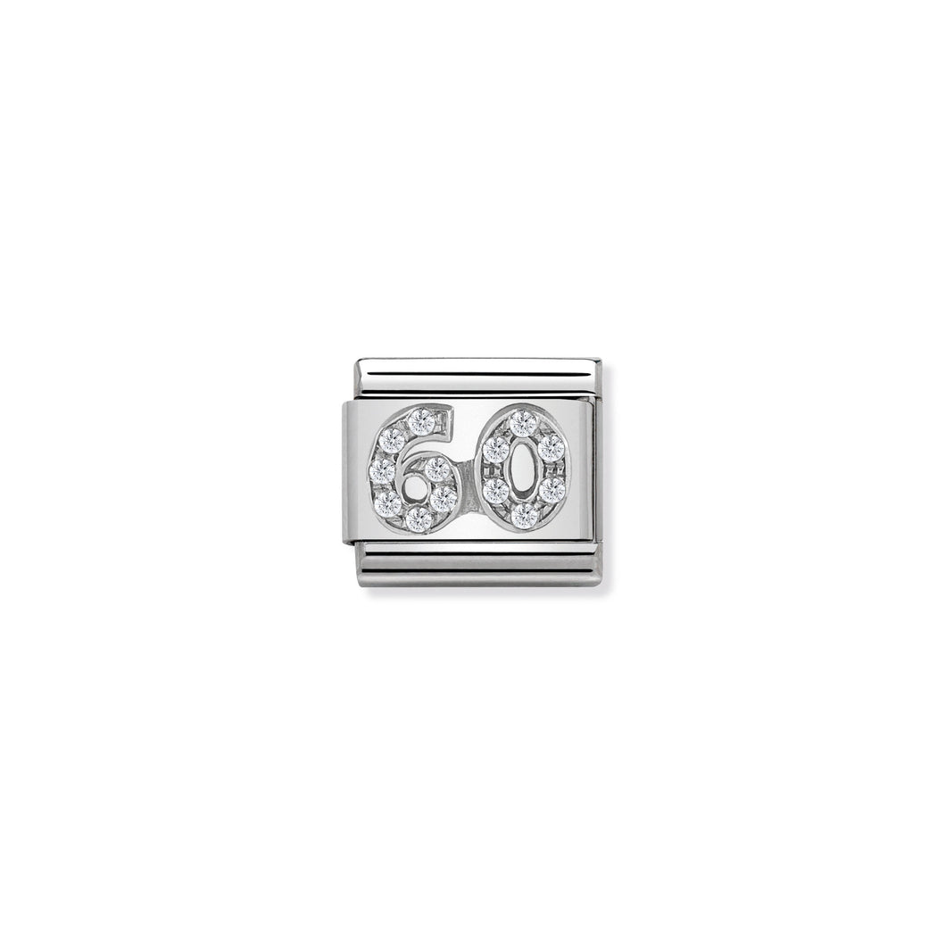 COMPOSABLE CLASSIC LINK 330304/24 NUMBER 60 WITH CZ IN 925 SILVER