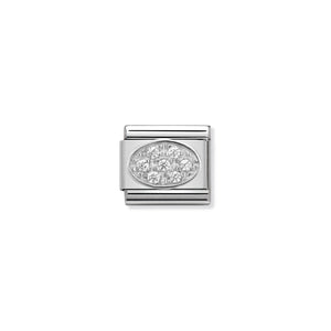 COMPOSABLE CLASSIC LINK 330308/01 OVAL WITH WHITE CZ IN 925 SILVER