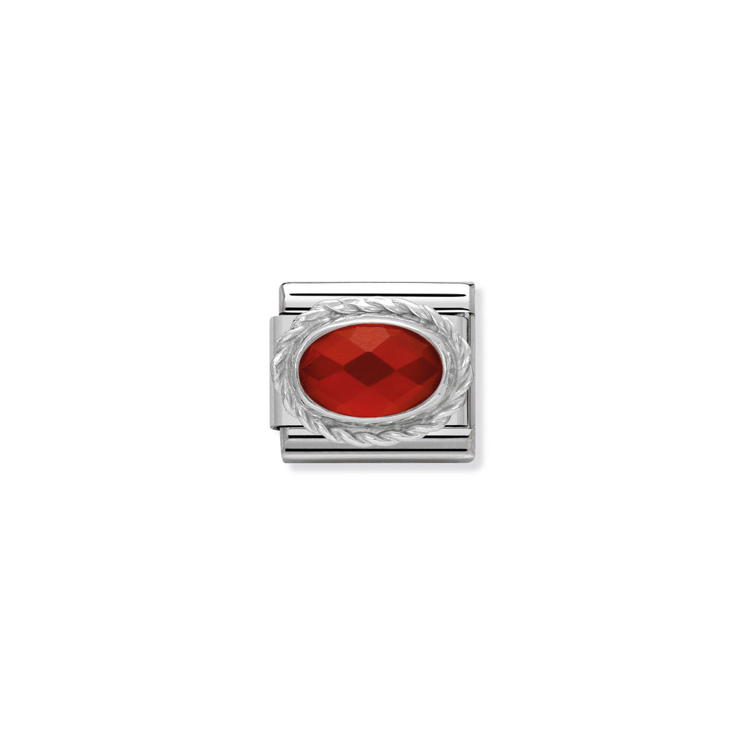 COMPOSABLE CLASSIC LINK 330503/28 FACETED RED AGATE STONE IN 925 SILVER