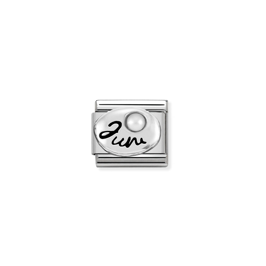 COMPOSABLE CLASSIC LINK 330505/06 JUNE WHITE PEARL IN 925 SILVER
