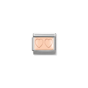 COMPOSABLE CLASSIC LINK 430101/15 DOUBLE HEART IN 9K ROSE GOLD