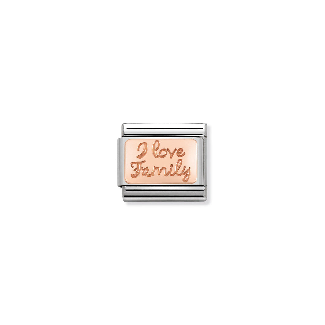 COMPOSABLE CLASSIC LINK 430101/41 I LOVE FAMILY PLATE IN 9K ROSE GOLD