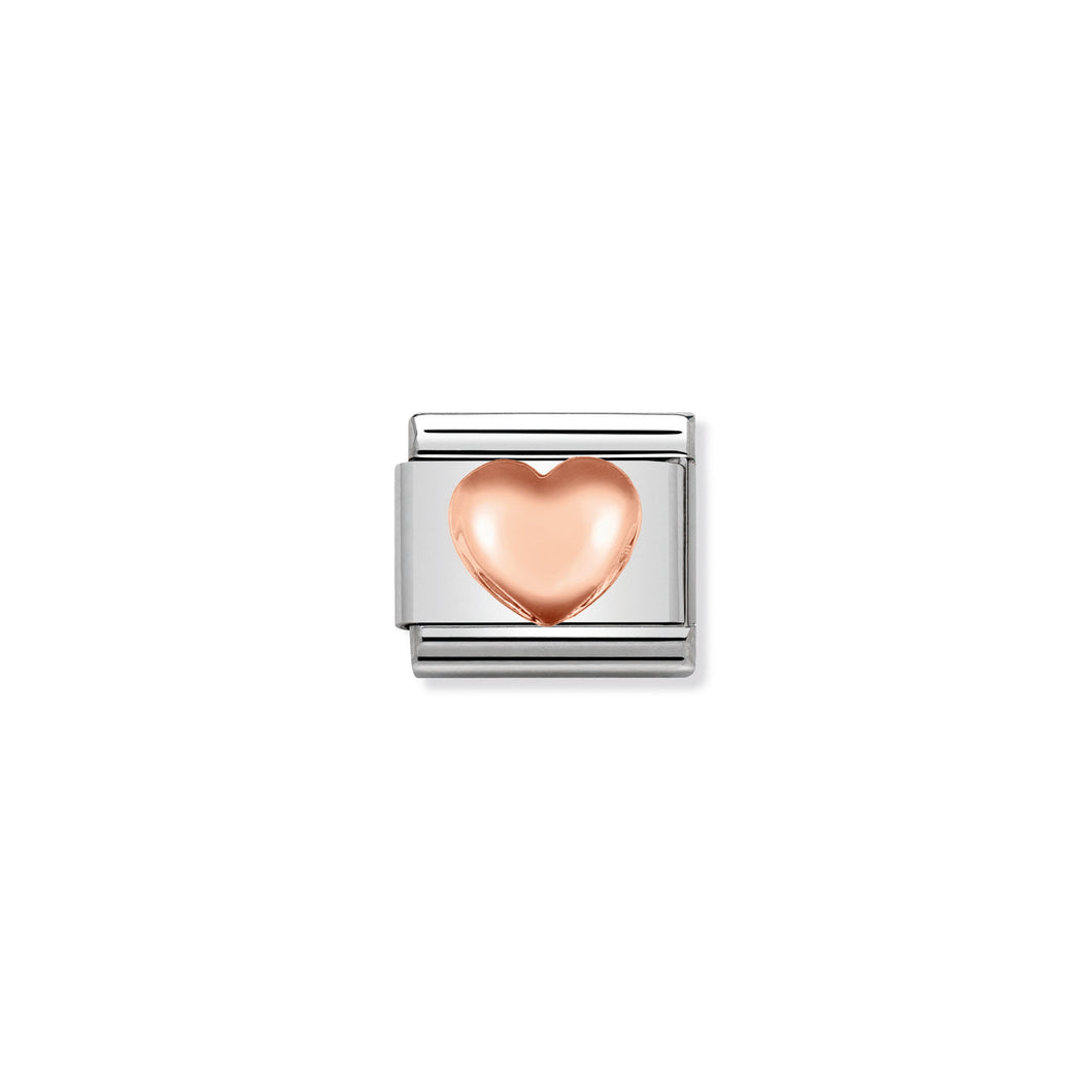 COMPOSABLE CLASSIC LINK 430104/22 RAISED HEART IN 9K ROSE GOLD