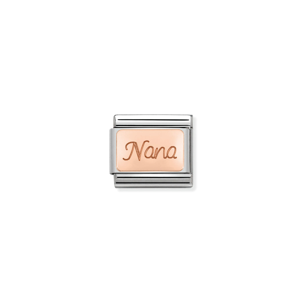 COMPOSABLE CLASSIC LINK 430108/01 NANA ENGRAVED 9K ROSE GOLD PLATE