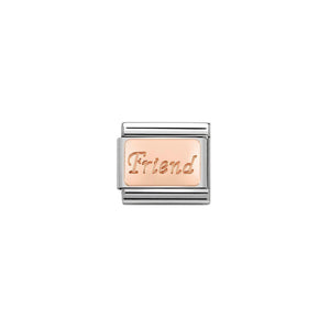 COMPOSABLE CLASSIC LINK 430108/14 FRIEND ENGRAVED 9K ROSE GOLD PLATE
