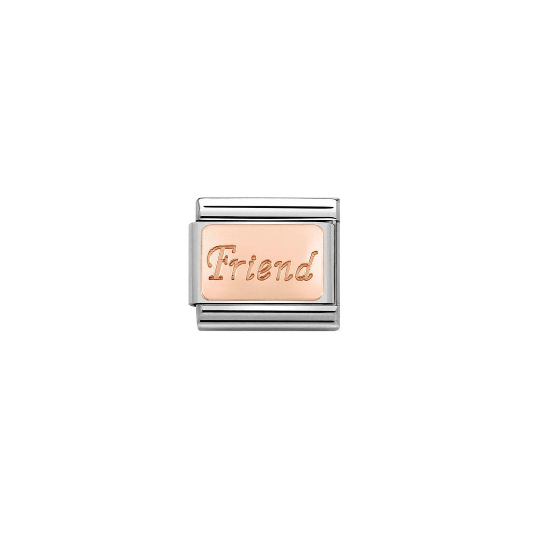 COMPOSABLE CLASSIC LINK 430108/14 FRIEND ENGRAVED 9K ROSE GOLD PLATE