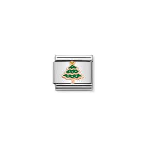 COMPOSABLE CLASSIC LINK 430203/05 CHRISTMAS TREE 9K ROSE GOLD & ENAMEL