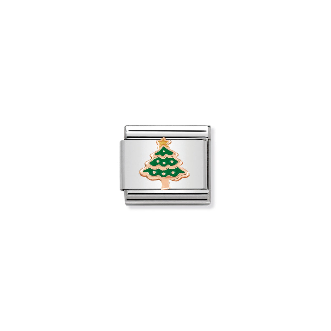 COMPOSABLE CLASSIC LINK 430203/05 CHRISTMAS TREE 9K ROSE GOLD & ENAMEL