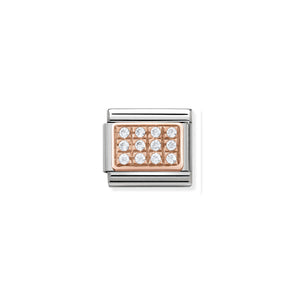 COMPOSABLE CLASSIC LINK 430301/01 WHITE PAVÉ CZ 9K ROSE GOLD PLATE