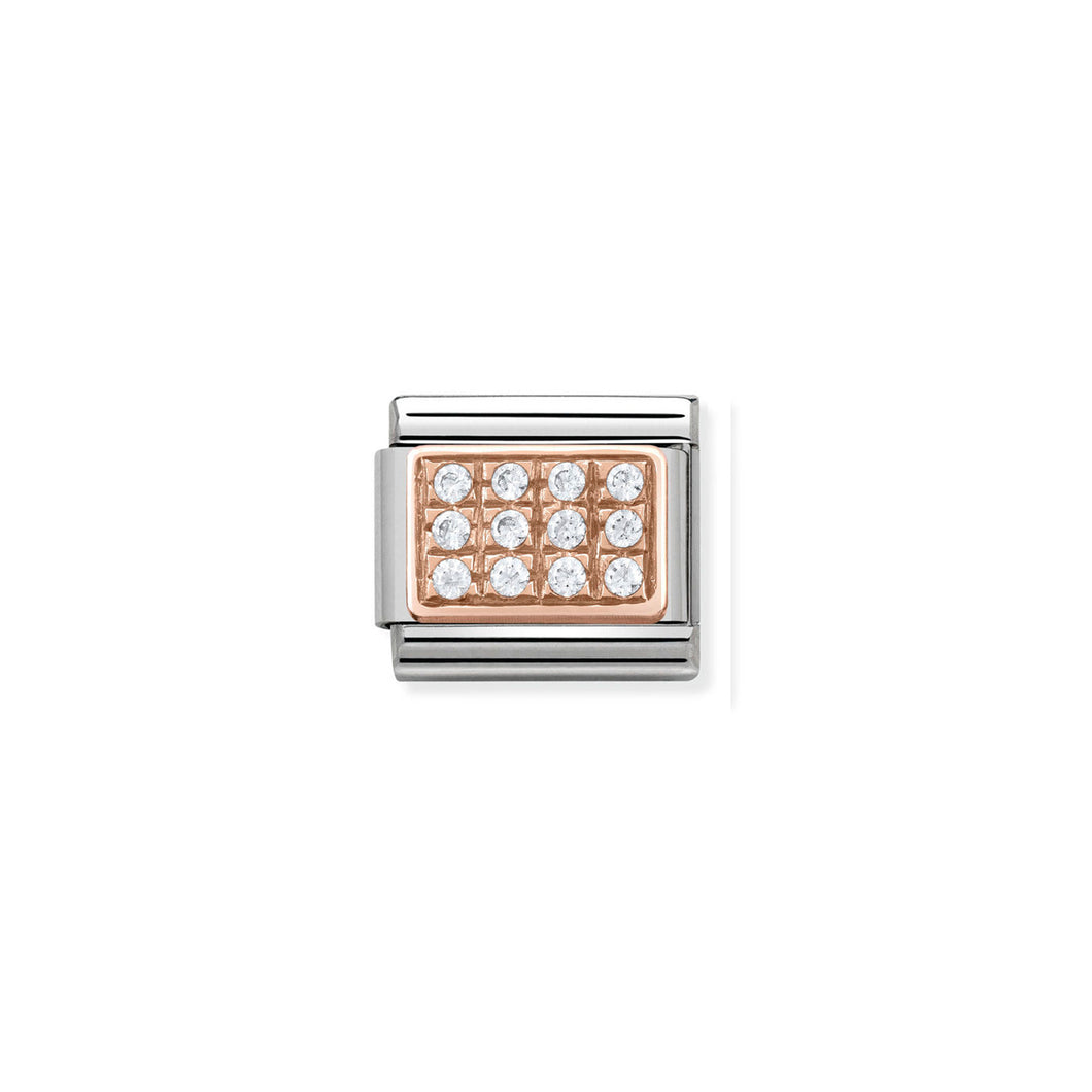 COMPOSABLE CLASSIC LINK 430301/01 WHITE PAVÉ CZ 9K ROSE GOLD PLATE