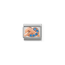 Load image into Gallery viewer, COMPOSABLE CLASSIC LINK 430302/10 LIGHT BLUE KNOT 9K ROSE GOLD &amp; CZ
