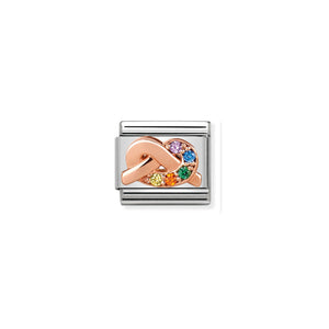 COMPOSABLE CLASSIC LINK 430302/11 RAINBOW KNOT 9K ROSE GOLD & CZ