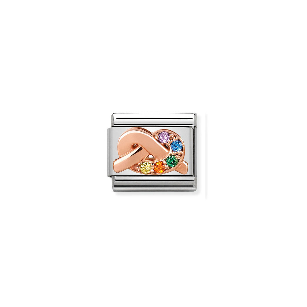 COMPOSABLE CLASSIC LINK 430302/11 RAINBOW KNOT 9K ROSE GOLD & CZ
