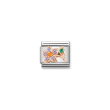 Load image into Gallery viewer, COMPOSABLE CLASSIC LINK 430302/25 LILAC FLOWER WITH STEM 9K ROSE GOLD &amp; CZ

