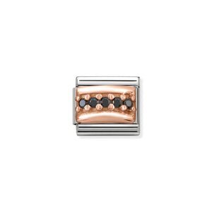COMPOSABLE CLASSIC LINK 430304/10 BLACK PAVÉ CZ IN 9K ROSE GOLD