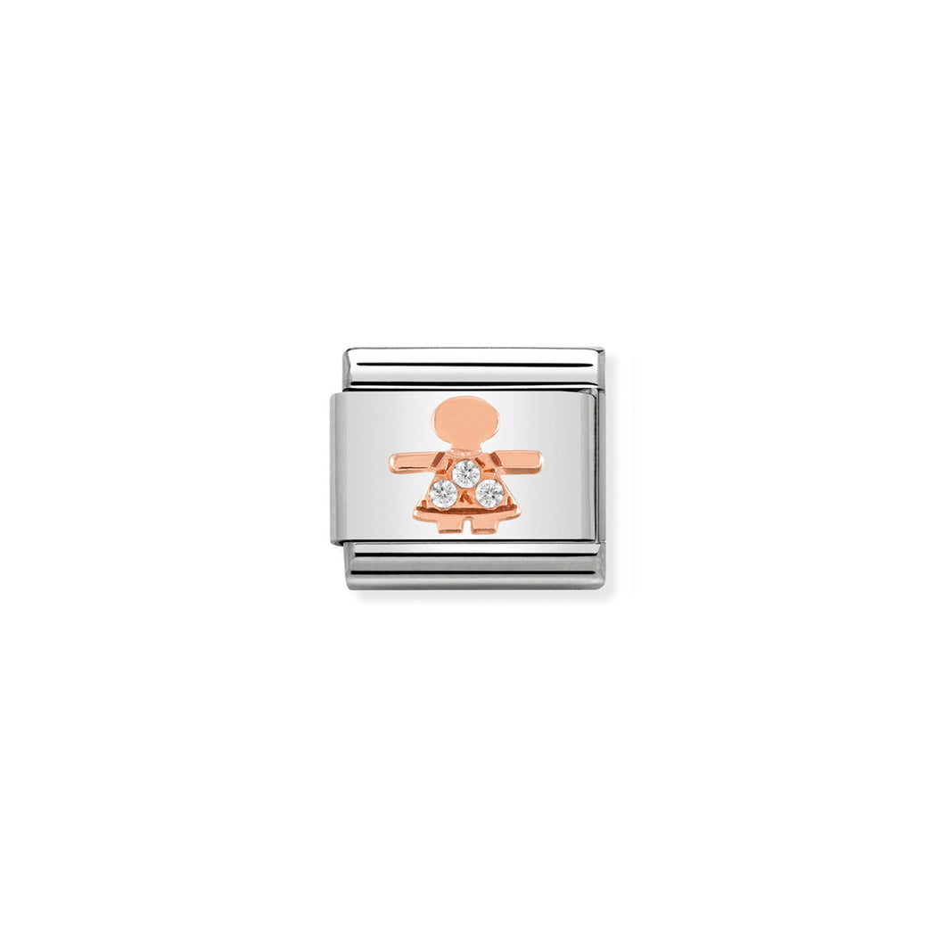 COMPOSABLE CLASSIC LINK 430305/07 LITTLE GIRL IN 9K ROSE GOLD & CZ