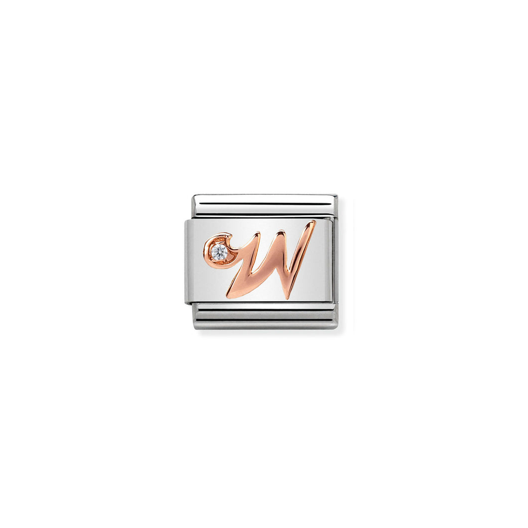 COMPOSABLE CLASSIC LINK 430310/23 LETTER W IN 9K ROSE GOLD