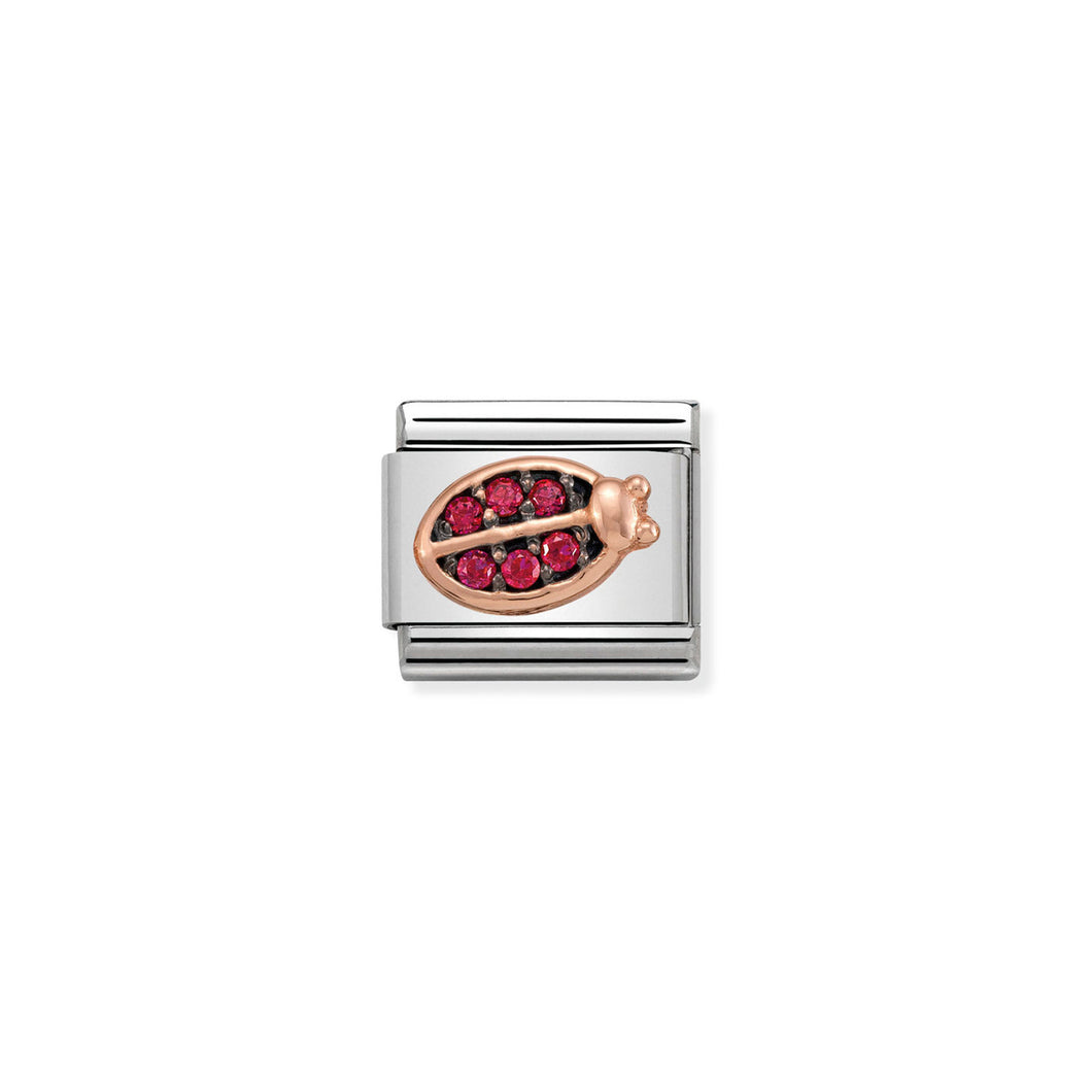 COMPOSABLE CLASSIC LINK 430311/03 LADYBUG RED CZ IN 9K ROSE GOLD