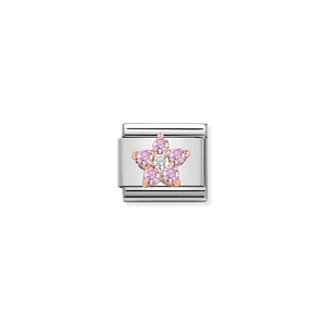 COMPOSABLE CLASSIC LINK 430317/04 ROSE PINK/WHITE CZ FLOWER IN 9K ROSE GOLD