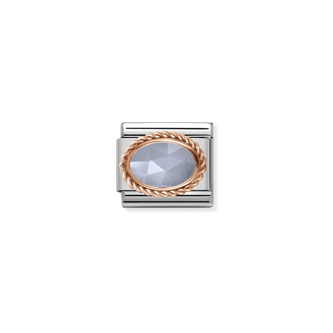 COMPOSABLE CLASSIC LINK 430507/33 BANDED BLUE AGATE IN 9K ROSE GOLD
