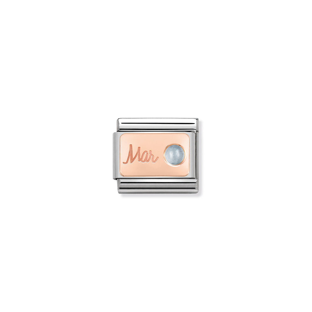 COMPOSABLE CLASSIC LINK 430508/03 MARCH AQUAMARINE IN 9K ROSE GOLD