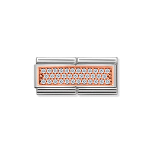 COMPOSABLE CLASSIC DOUBLE LINK 430731/01 PAVÉ WHITE CZ IN 9K ROSE GOLD