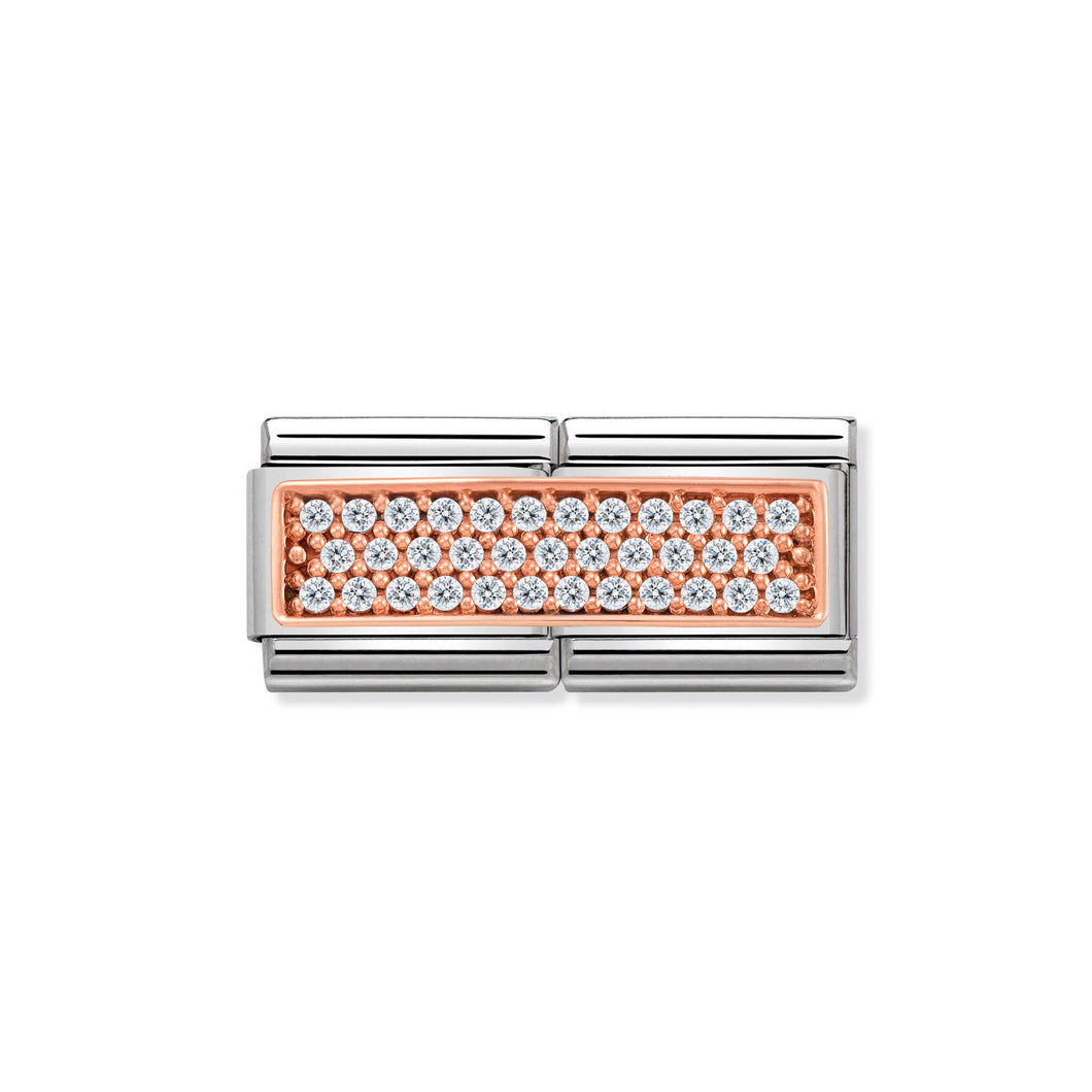 COMPOSABLE CLASSIC DOUBLE LINK 430731/01 PAVÉ WHITE CZ IN 9K ROSE GOLD