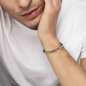 B-YOND BRACELET 028937/001 STEEL WITH BLACK CORD