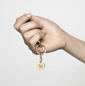 KEYRING 131703/005 HEART ROSE GOLD & CRYSTALS