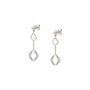 UNICA EARRINGS 146410/005 LONG SILVER PENDANTS WITH CZ